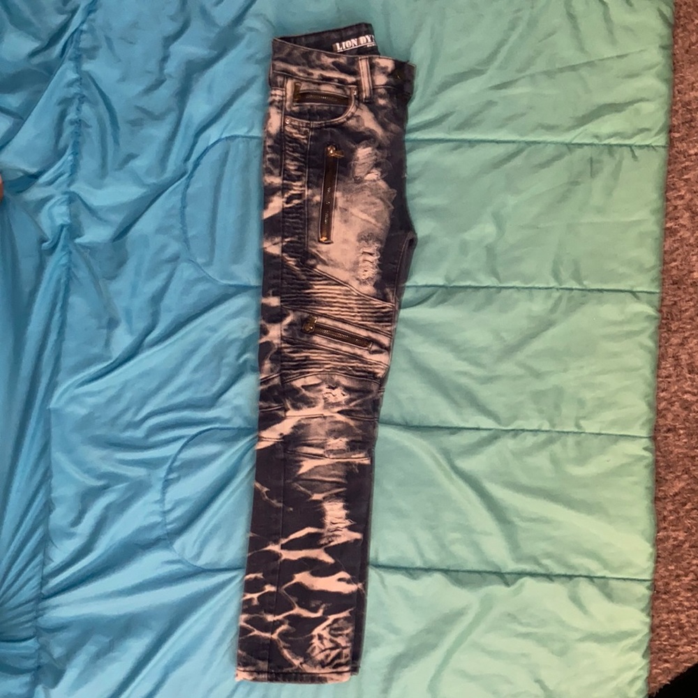 Boy size blue acid wash ripped  jeans
